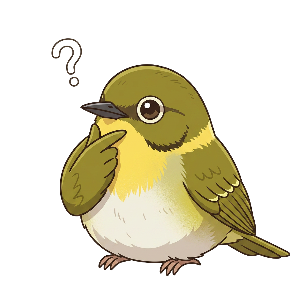 考えごとをするうぐいすのイラスト