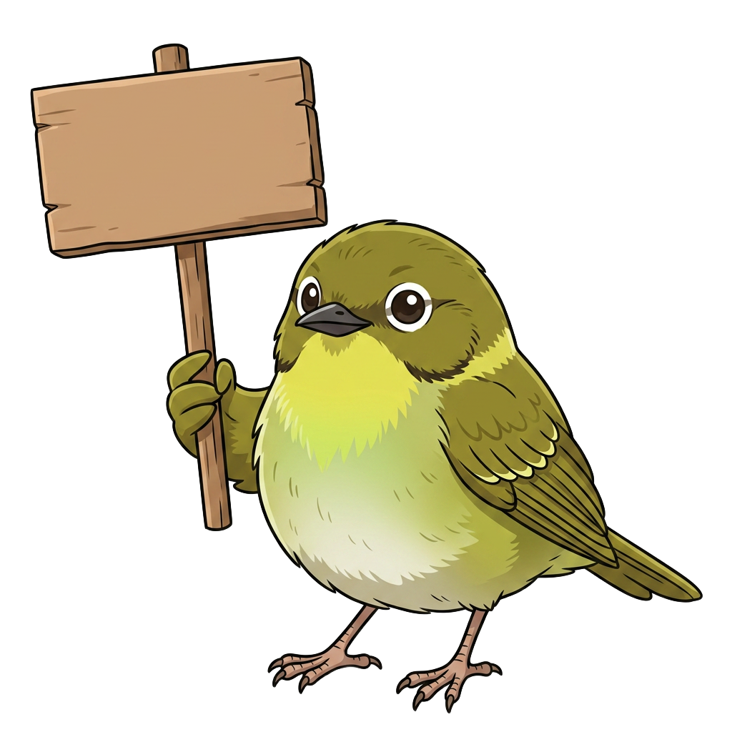 看板を持ったうぐいすのイラスト